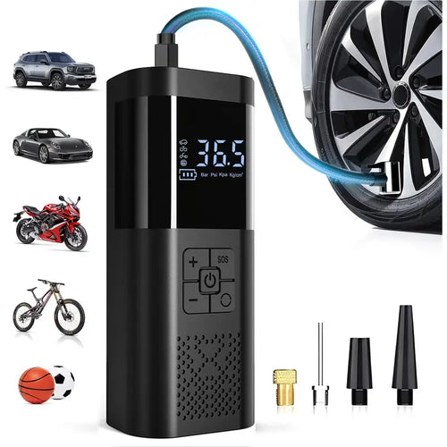 150PSI Cordless Tire Inflator with Gauge & LED – Fast Portable Air Compressor for Cars, Bikes & Balls