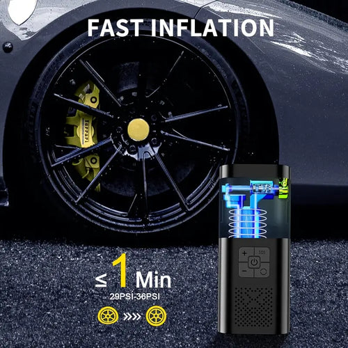 150PSI Cordless Tire Inflator with Gauge & LED – Fast Portable Air Compressor for Cars, Bikes & Balls